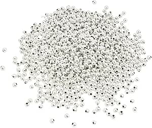 1200 Pcs Silver Plated Smooth Round Metal Beads Spacer Beads Crimp Beads Clamp End Stopper Beads 4 mm for Jewelry Making