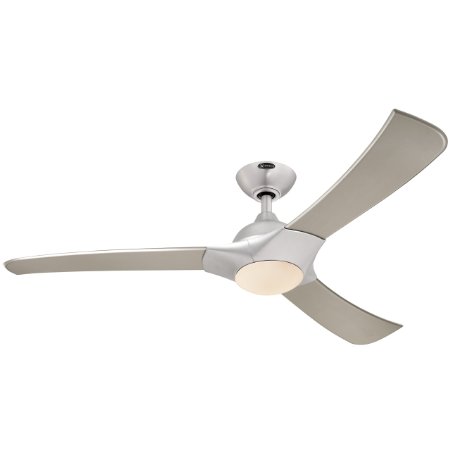 Westinghouse 7800200 Techno  Three-Blade Indoor LED Ceiling Fan with Opal Frosted Glass 52-Inch Brushed Aluminum Finish