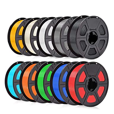 SUNLU PLA Filament 1.75mm 10KG (22LBS) PLA 3D Filament for 3D Printer & 3D Pens Tolerance Accuracy  /- 0.02 mm, 10x1KG (10 Colors)