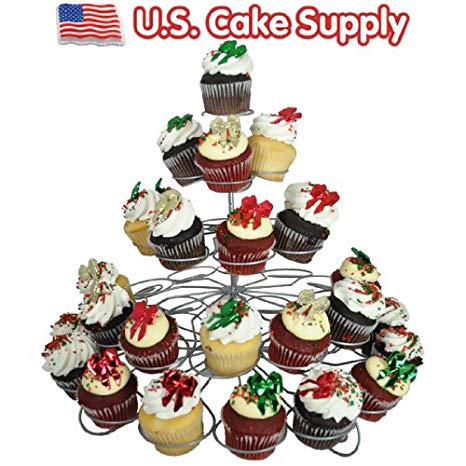 U.S. Cake Supply® Brand 41 Count Metal Cupcake Dessert Stand with 5 Tiers - Great for Holiday & Birthday Parties - Halloween - Thanksgiving - Christmas - 4th of July - Valentines Day - Birthdays - Use with Themed Wilton Cupcake Baking Cups
