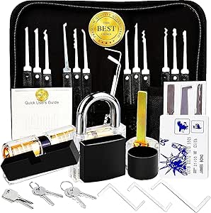 Waterproof with Stainless Steel Keys Long Lock Set Kit (1-9/16 in 37 Pick) Suitable for Outdoor Fence,Sheds, Storage Unit, Gate, Toolbox,Trailer,Garages