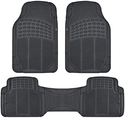 Motor Trend FlexTough Rubber Floor Mats for Car & SUV - 100% Odorless & All Weather Heavy Duty (Black) - MT883BKAMw1