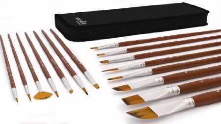 15 Piece Art Paint Brushes Set for Acrylic, Oil, Watercolor, Face Painting, Gouache, & Fine Detail - Paint Brush Set For Artist, Students, Professionals - Long Lasting Handmade Durable Quality