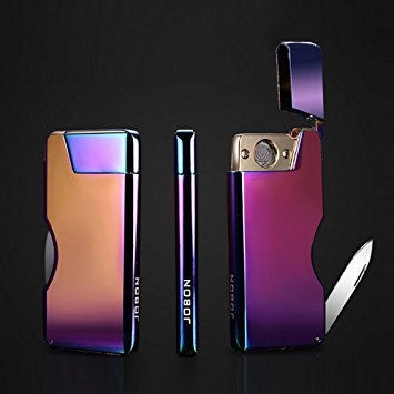 Jobon Swiss Cigar Knife Electronic Lighter ZB-380 (Dazzle Color) USB Rechargeable Same Slim with iphone6 Smart IC on 7 seconds Automatically Extinguished