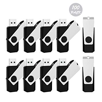 Kootion Bulk USB Flash Drive 100PCS 16GB Flash Drive Thumb Drive Swivel Memory Stick, Black