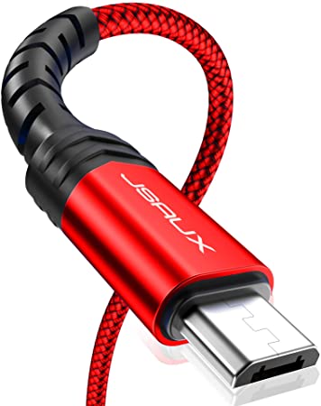 Micro USB Cable Android Charger, JSAUX (2-Pack 6.6FT 10FT) Micro USB Android Charger Cable Nylon Braided Cord Compatible with Galaxy S7 S6 J7 Edge Note 5, Kindle. MP3 and More-Red