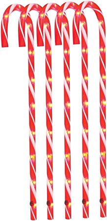 Sienna International Lit Candy Cane Pathway Markers, 26-Inches, Set of 5