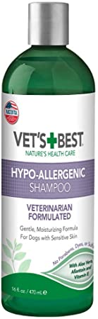 Vet's Best Hypo-Allergenic Shampoo for Dogs | Dog Shampoo for Sensitive Skin | Relieves Discomfort from Dry, Itchy Skin | Cleans, Moisturizes, and Conditions Skin and Coat | 16 Ounces