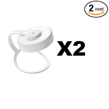 Nalgene 32oz Wide Mouth Water Bottle Cap Replacement White Loop Top Lid (2-Pack)