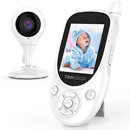 Baby Monitor, TOPVISION Video Baby Monitor with Camera and Audio, 2.4" LCD Screen, Two-Way Talk, Night Vision, VOX Voice, Alarm Temperature Sensor and Lullabies, 1000ft Range