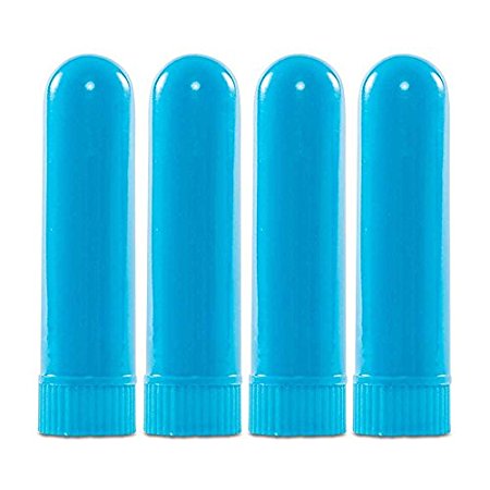 Aromatherapy Inhaler - Pk of 4, Blue Plastic (w/caps & wicks)