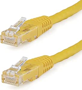 StarTech.com 6ft CAT6 Ethernet Cable - Yellow CAT 6 Gigabit Ethernet Wire -650MHz 100W PoE   RJ45 UTP Molded Category 6 Network/Patch Cord w/Strain Relief/Fluke Tested UL/TIA Certified (C6PATCH6YL)