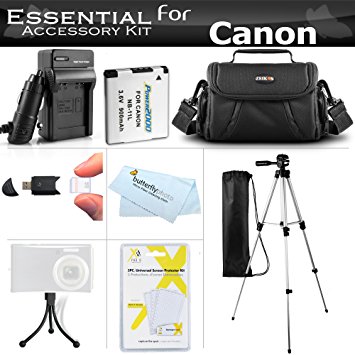 Essential Accessories Kit For Canon Powershot SX400 IS, SX410 IS, SX420 IS Digital Camera Includes Replacement (900maH) NB-11L Battery   AC/DC Charger   Case   50" Tripod   Screen Protectors   More