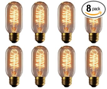 Rolay 25 Watt Clear Glass Edison Style Square Spiral Filament Repoduction Incandescent Light Bulbs, 8 Pack