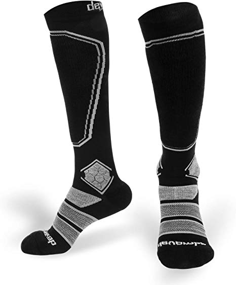 devembr Merino Wool Ski Socks for Men and Women, High Performance Snowboarding Socks, US 5-12