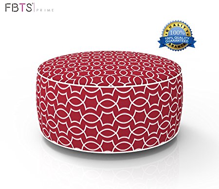 FBTS Prime Inflatable Stool Ottoman Portable Travel Bean Bag Cushion Crimson Color Indoor/Outdoor Round Inflatable Footstool for Kids and Adults Used for Camping Patio Home Office Yoga Meditation by