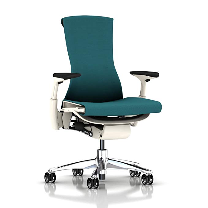Herman Miller Embody Chair: Fully Adj Arms - White Frame/Aluminum Base - Translucent Casters