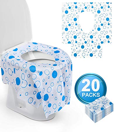 Toilet Seat Covers Disposable - Potty Seat Covers 20 Packs XL Full Cover Individually Wrapped Waterproof, Non Slip for Kids Toddler Child Potty Training Pregnant Adults Road Trip Traveling by TOCODE