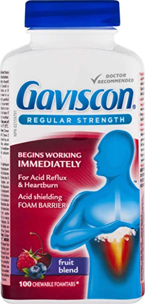 Gaviscon Regular Strength Fruit Antacid 100 Tablets