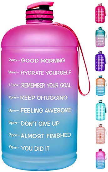 Venture Pal Large 128oz/74oz Leakproof BPA Free Fitness Sports Water Bottle with Motivational Time Marker to Ensure You Drink Enough Water Throughout The Day