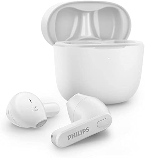 Philips Wireless Earbuds, Adults In Ear without Ear Tips, Super Slim Charging Case, Splash sweat Resistant, Bluetooth,18 Hours Play Time, Built In Mic, Slim Design, Comfortable Fit, White TAT2236WT/00