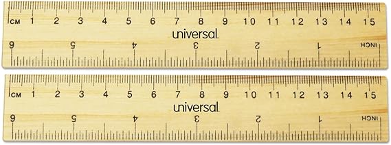 Universal Flat Wood Ruler, Standard/Metric, 6" Long