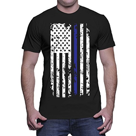 Mens Thin Blue Line American Flag T-shirt