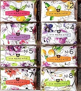 Via Mercato Italian Soap Bar - VARIETY PACK - 8 Total Bars (No.1 -&gt; No.8)