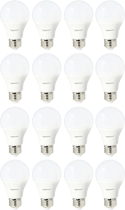 AmazonBasics 40 Watt Equivalent, Soft White, Non-Dimmable, A19 LED Light Bulb | 16-Pack