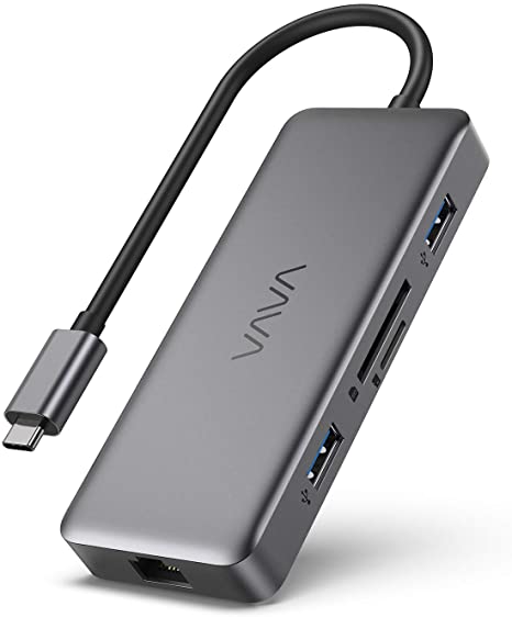 VAVA USB C Hub, 8-in-1 USB C Adapter with 4K HDMI, 1Gbps RJ45 Ethernet Port, USB 3.0, SD/TF Card Reader, 100W Pd Charging Port for MacBook/Pro/Air and Type C Windows Laptops