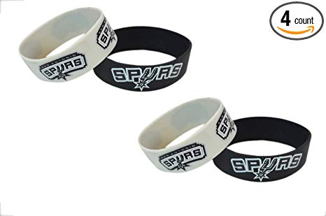 Official National Basketball Association Fan Shop Authentic NBA 4-pack Silicone Rubber Wristbands (San Antonio Spurs)