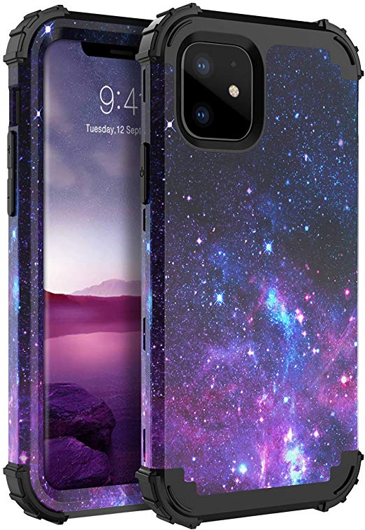 BENTOBEN iPhone 11 Case (2019), 3 in 1 Hybrid Hard PC Soft Rubber Heavy Duty Rugged Bumper Shockproof Anti-Scratches Full-Body Protective Phone Cover for 6.1inch iPhone11 /Eleven 2019 Release, Space