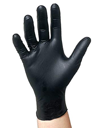 Black Nitrile Disposable Gloves Powder Free Textured Fingertips 4.5 Mil Thickness Latex Free Medical Examination Glove-Size MD (Pack of 100 Gloves)