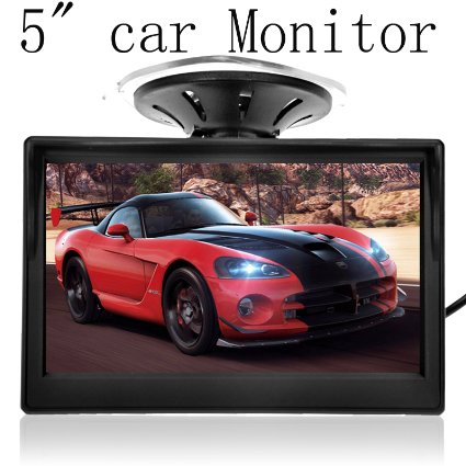 5 Inch High Resolution 800*480 TFT LCD Screen Display Car Rearview Monitor for Reversing Parking Assist with 2 Video Inputs Support Car DVD/Back-up Surveillance camera/STB/Satellite receiver/other Video Equipment
