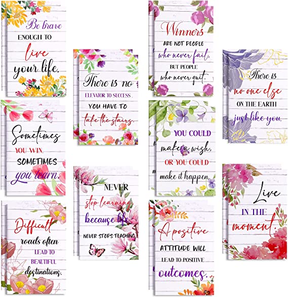 Inspirational gifts Notepads Mini Motivational Journal Notebook Bulk Small Pocket Notepads for School Office Home Travel Gift Supplies, 10 Styles(Floral Style,20 Pieces)