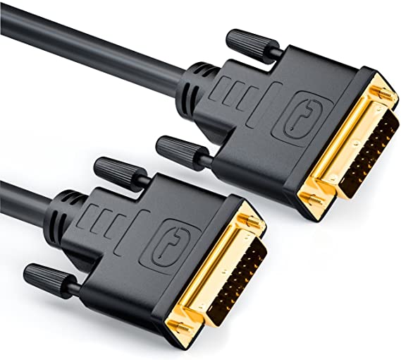 deleyCON 1.5m (4.92 ft.) DVI to DVI Cable 24 1 - DVI-D Dual Link - 1080p Full HD 3D Ready - DVI to DVI Adapter Cable Gold Plated Contacts - Black