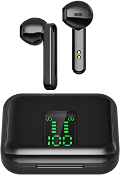 Wireless Earbuds, Bluetooth 5.1 IPX6 Waterproof Touch Control, Pure Wireless Bluetooth Earbuds with 3D Stereo in-Ear Sports Headphones, Compatible with iPhone/Airpods/Android iOS Black