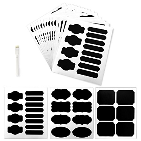Chalkboard Labels - Bystep 116 Pcs Removable Chalkboard Labels with Erasable Chalk Marker Premium Reusable Adhesive Chalkboard Stickers perfect for Jars and Canisters