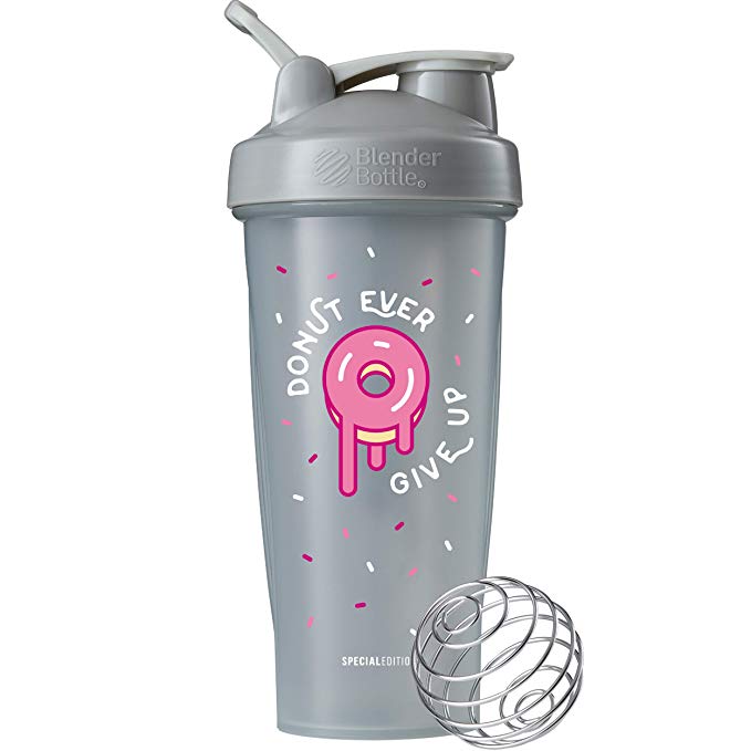 BlenderBottle Just for Fun Classic 28-Ounce Shaker Bottle, Donut Ever Give Up