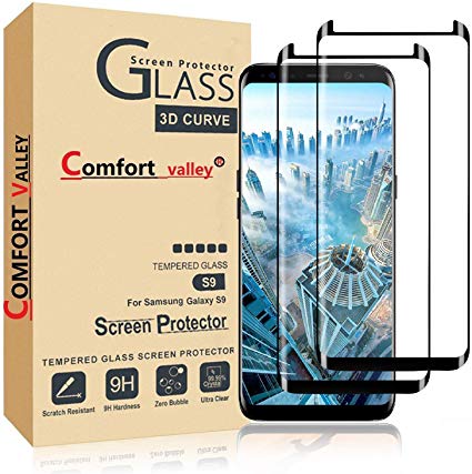 Comfort Valley [2 Pack] Galaxy S9 Tempered Glass Screen Protector for Samsung Galaxy S9(Black)