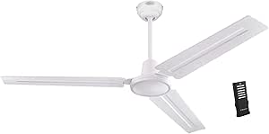 Westinghouse 7237900 Jax, Modern Industrial Style Ceiling Fan with Remote Control, 56 Inch, White Finish