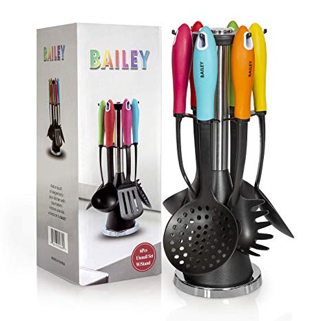 Bailey Kitchen Utensil Set, 6 Nylon Cooking Utensils Elegantly Design, Food Grade, Non-stick, Heat Resistant, Dish Washer Safe