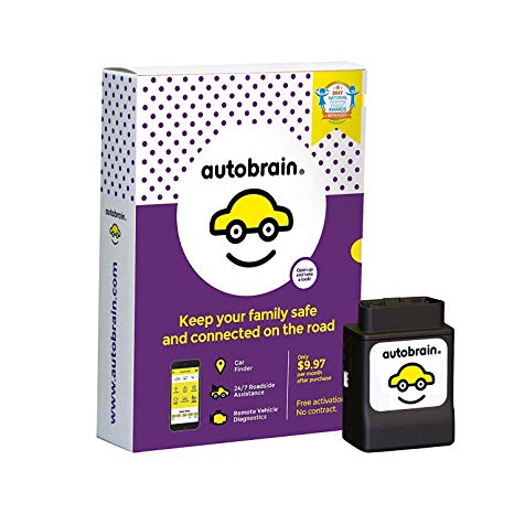 autobrain Real-Time GPS Personal Vehicle Tracking | 1 Year Data Service Included | OBD Auto Health Diagnostics | Parking Locator & Car Finder Tracker | 24/7 Emergency Roadside Assistanc