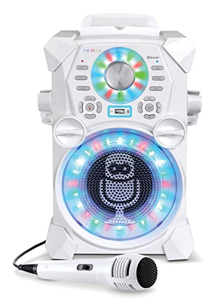 Singing Machine SDL485W Remix Hi-Def Digital Karaoke System with Resting Tablet Cradle & Microphones, White