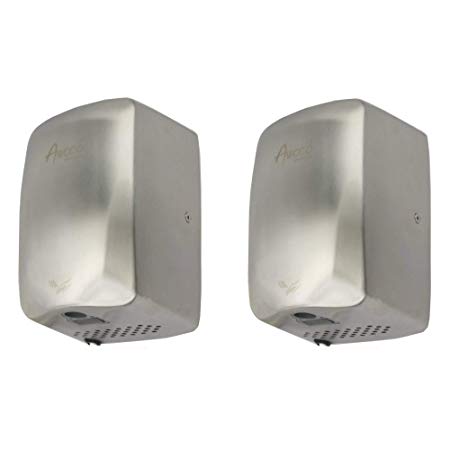 Awoco Compact Stainless Steel Automatic High Speed Commercial Hand Dryer, 1350W 120V UL Listed, 2 Sets (Compact x 2)