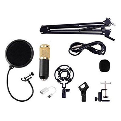 TOOGOO(R) BM800 Condenser Microphone Kit Studio Suspension Boom Scissor Arm Sound Card Black