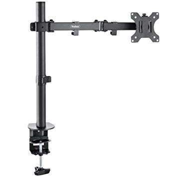 VonHaus Single Arm LCD LED Monitor Desk Mount Bracket for 13”-27” Screens with ±45° Tilt, 360° Rotation & 180° Pull Out Swivel Arm - Max VESA 100x100