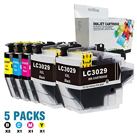 Linkcolor Compatible Ink Cartridge Replacement for Brother LC3029 XXL Ink Cartridge for MFC-J5830DW, MFC-J5830DWXL, MFC-J6535DW, MFC-J6535DWXL,MFC-J5930DW (2 Black, 1 Cyan, 1 Magenta, 1 Yellow) 5-Pack