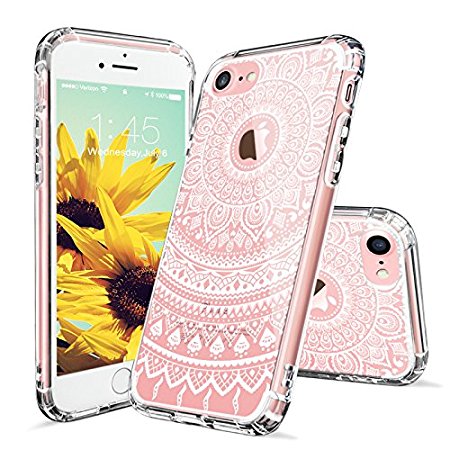 iPhone 7 Case, Clear iPhone 7 Case, MOSNOVO White Henna Mandala Floral Lace Pattern Printed Clear Design Transparent Plastic Back with TPU Bumper Protective Case Cover for Apple iPhone 7 (4.7 Inch)