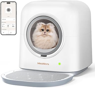 MeoWant Self Cleaning Cat Litter Box, 2024 New Upgrade Fully Enclosed Automatic Litter Box for Multi Cats, Ultra-Safe/APP Control/Odor Removal Smart Cat Litter Box with Mat & Liner & Deodorizer